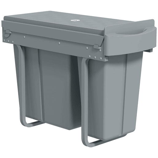 HOMCOM Balde do Lixo Sob Lavatório Balde do Lixo de Cozinha com 2 Contentores de Reciclagem Extraíveis 20L+10L Deslizamento Suave Asa Tampa com Padrão de Diamante Cinzento