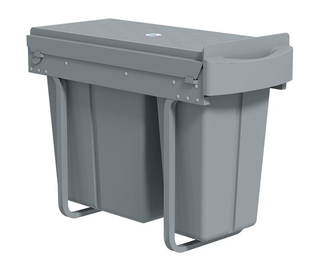 Homcom cubo de basura bajo fregadero, cubo de basura cocina, 2 contenedores de reciclaje extraíble, 20l+10l, deslizamiento suave, asa, tapa con patrón de diamante, gris