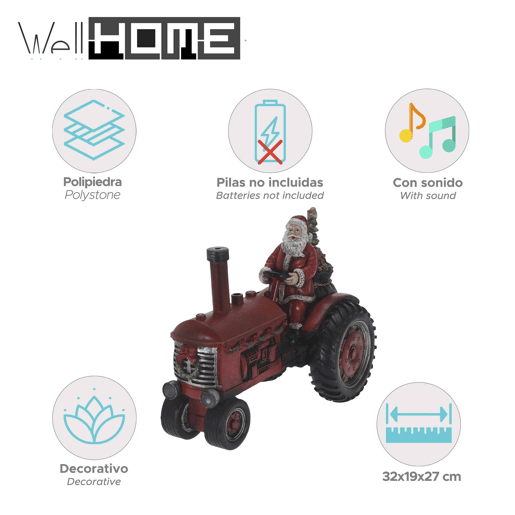 Trator Well Home Santa com pulverizador de névoa, som e luzes LED multicoloridas