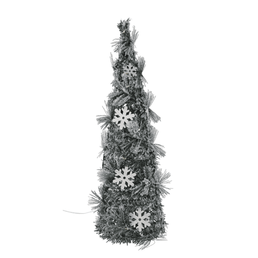 Cone de Natal Well Home com 20 Micro Luzes LED e Flocos de Neve 40cm
