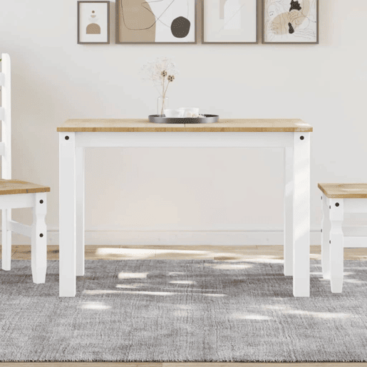 vidaXL Mesa de jantar Panama 117x60x75 cm pinho maciço branco