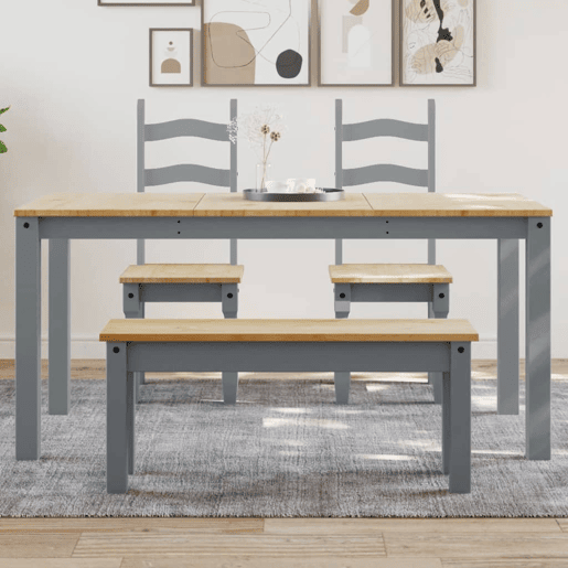 vidaXL Mesa de jantar Panama 160x80x75 cm pinho maciço cinzento