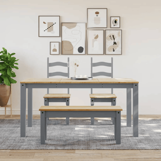 vidaXL Mesa de jantar Panama 160x80x75 cm pinho maciço cinzento