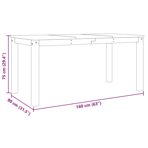 vidaXL Mesa de jantar Panama 160x80x75 cm pinho maciço cinzento