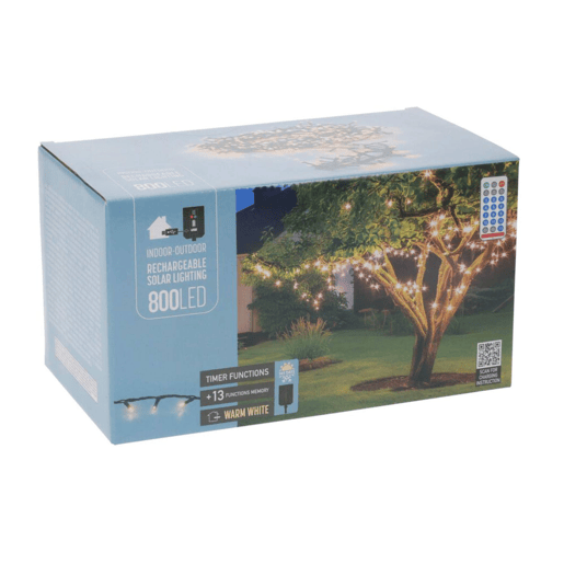 Luzes de corda LED Well Home 800 branco quente com controle remoto, 13 funções e temporizador