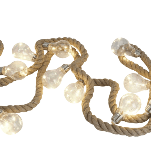 Guirlanda de corda de juta Well Home com 30 luzes LED brancas quentes