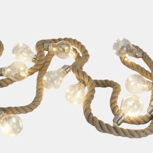 Guirlanda de corda de juta Well Home com 30 luzes LED brancas quentes