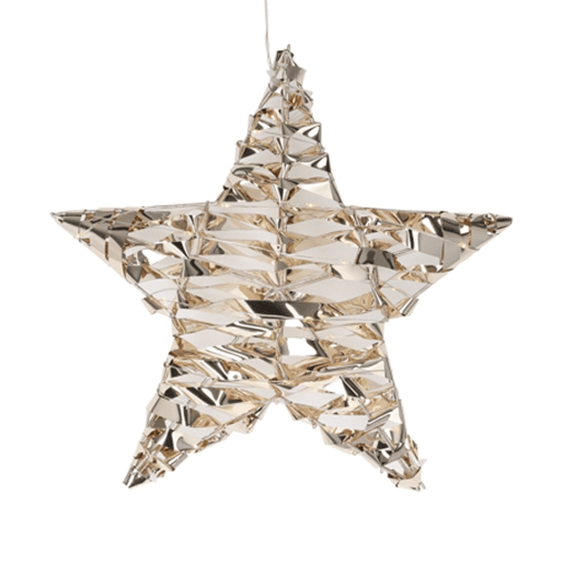 Well Home Luz decorativa de metal em forma de estrela com 40 micro LEDs brancos quentes em design torcido 30x8x30cm