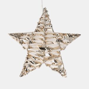 Well Home Luz decorativa de metal em forma de estrela com 40 micro LEDs brancos quentes em design torcido 30x8x30cm