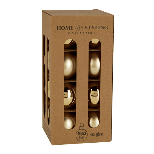Well Home Conjunto de 16 Bolas de Natal Douradas Ø6cm - Brilhante e Fosco
