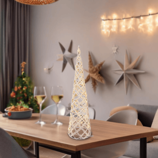 Cone de Natal Well Home com 15 Luzes LED 60x16x16cm Cinza