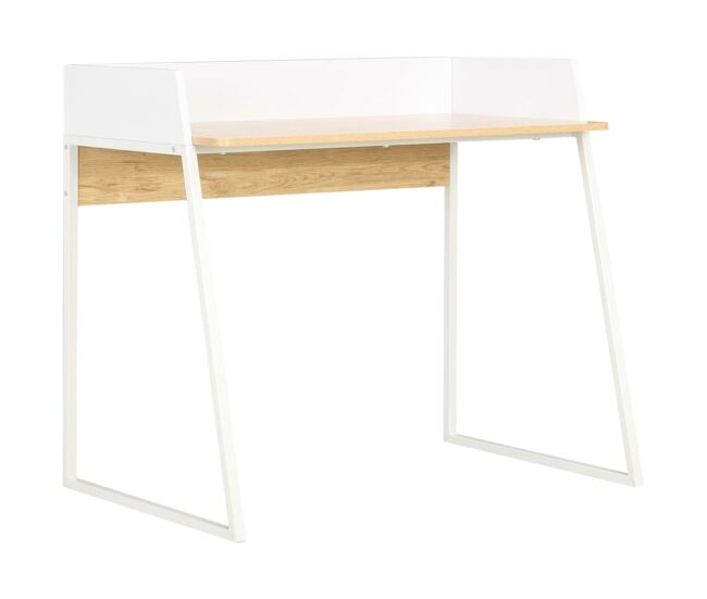 Escritorio lira con borde alto roble/blanco 88x90x60 cm