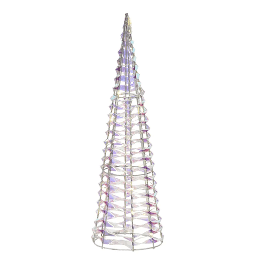 Cone decorativo de Natal Well Home com 80 micro LEDs em um design brilhante de arco-íris torcido, 80 cm