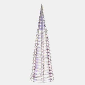 Cone decorativo de Natal Well Home com 80 micro LEDs em um design brilhante de arco-íris torcido, 80 cm