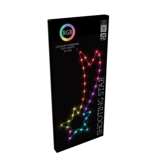 Iluminação de estrela cadente de Natal Well Home com 35 luzes LED RGB com controlador 60x25x0,6 cm