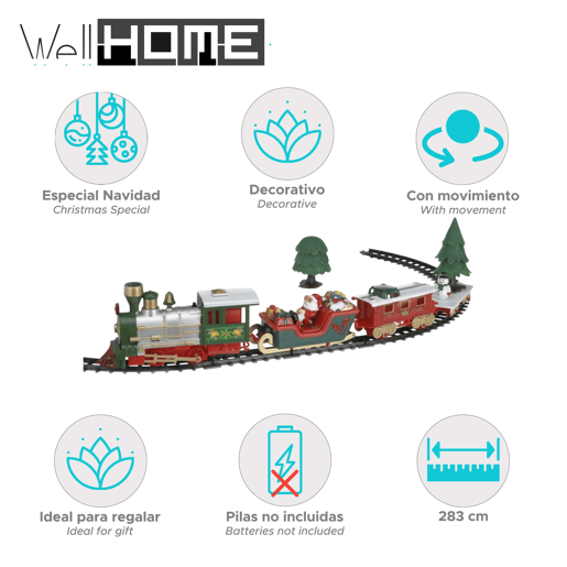 Well Home Conjunto de trem de Natal de 22 peças com som e luz e trilho de 283 cm