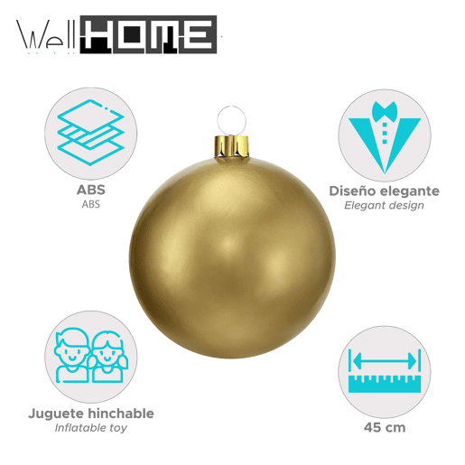 Bola de Natal inflável dourada Well Home 4,5 cm