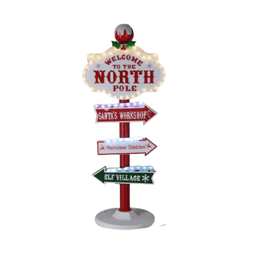 Decoração de Natal Well Home Placa externa North Pole com LED 95 cm