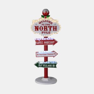 Decoração de Natal Well Home Placa externa North Pole com LED 95 cm