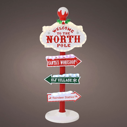 Decoração de Natal Well Home Placa externa North Pole com LED 95 cm