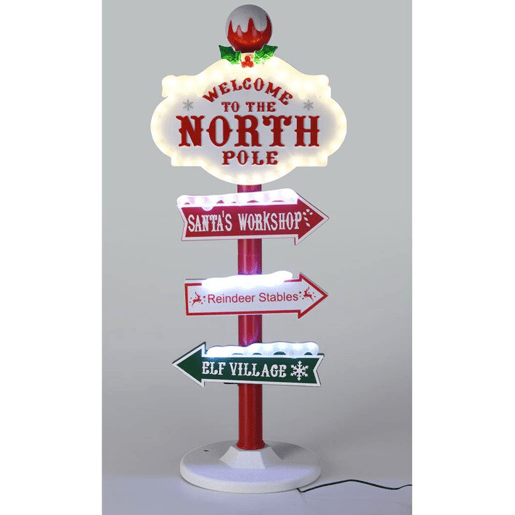 Decoração de Natal Well Home Placa externa North Pole com LED 95 cm