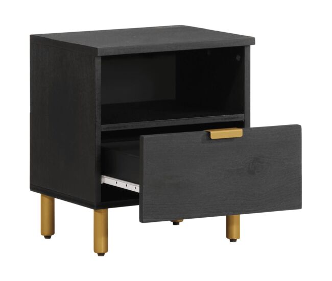 Mesita de noche mesilla de noche - madera maciza de ingeniería negra 40x33x46 cm