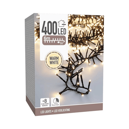 Well Home 400 Luzes LED Brancas Quentes com Temporizador - 6 Metros