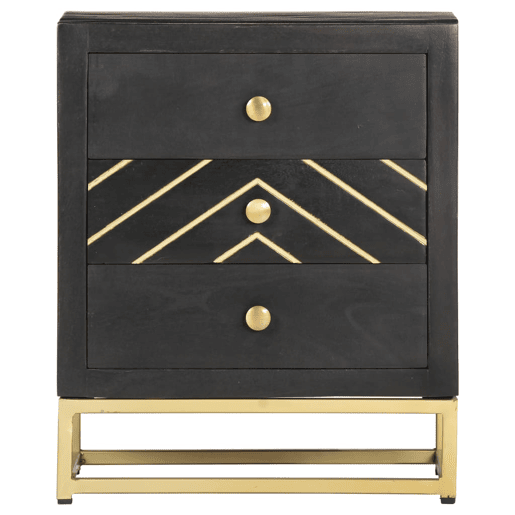 Mesa De Cabeceira - Mesinha De Cabeceira 40x30x50 cm mangueira maciça preto e dourado