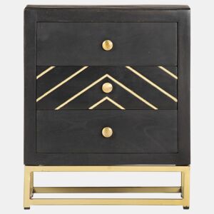 Mesa De Cabeceira - Mesinha De Cabeceira 40x30x50 cm mangueira maciça preto e dourado