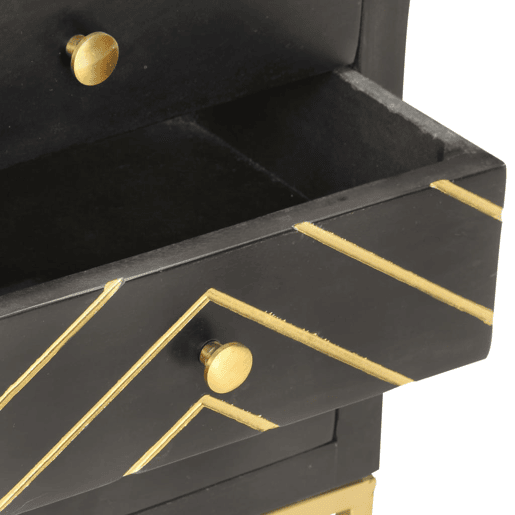 Mesa De Cabeceira - Mesinha De Cabeceira 40x30x50 cm mangueira maciça preto e dourado