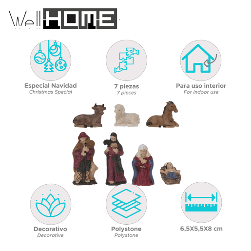 Well Home Conjunto de 7 figuras de presépio com detalhes realistas e vários tamanhos