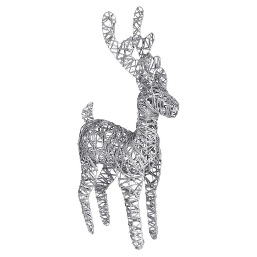 Luz de Natal de rena prateada Well Home com 60 luzes LED 60x36x14cm