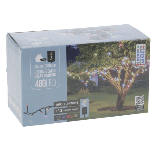 Luzes de corda LED solares multicoloridas recarregáveis u200Bu200BWell Home com controle remoto