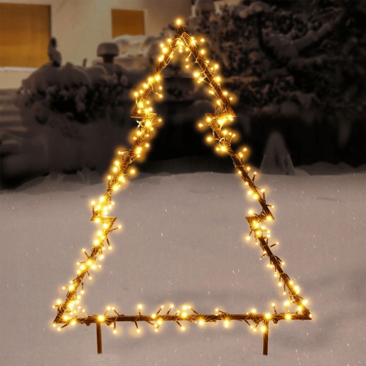 Luzes de jardim para árvore de Natal Well Home com 225 luzes LED brancas quentes e estrutura de metal 100x72 cm