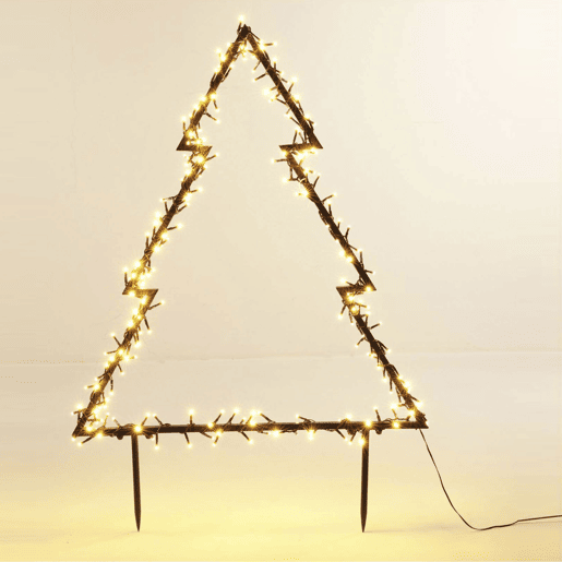Luzes de jardim para árvore de Natal Well Home com 225 luzes LED brancas quentes e estrutura de metal 100x72 cm