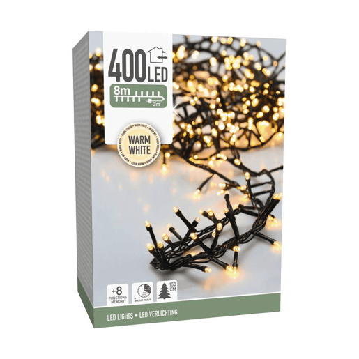 Luzes de guirlanda de Natal Well Home com 400 LEDs brancos quentes - 8 metros