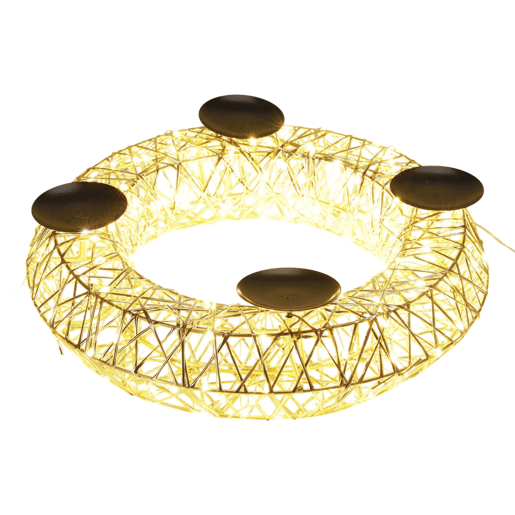 Bem-vindo à nossa loja! Decoração de Natal em formato de guirlanda, porta-velas, cor champanhe dourado, com 250 luzes LED brancas quentes, 38x10x38cm