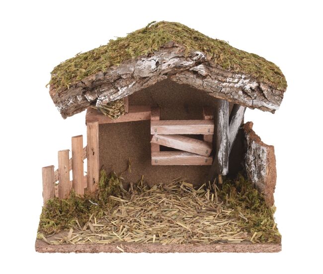 Well home decoración navideña establo de madera para el belén 16,5x20x12cm