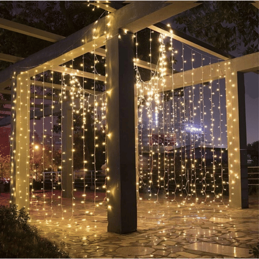 Well Home Cortina de Luz com 480 Luzes LED Branco Quente com Controlador 300x225cm
