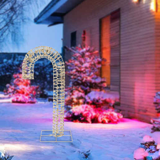 Bengala de doces iluminada com moldura dourada Well Home e 400 micro LEDs 75x10x34cm