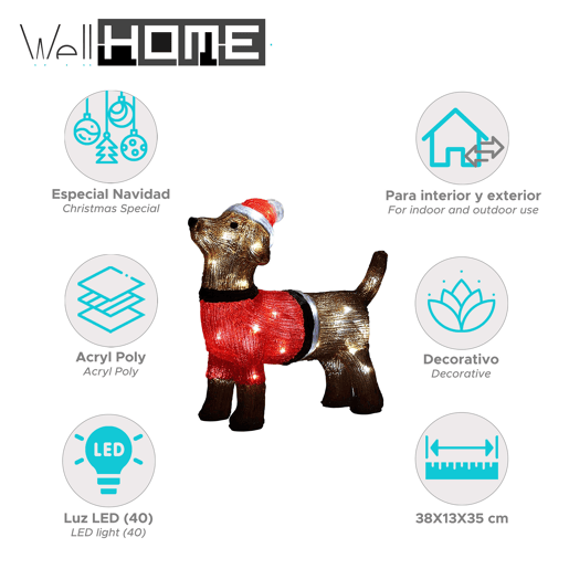 Decoração de Natal para filhotes Well Home com 40 luzes LED