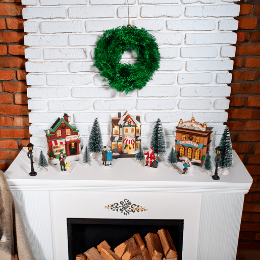 Conjunto de 14 peças de cenário de vila natalina iluminada por LED da Well Home