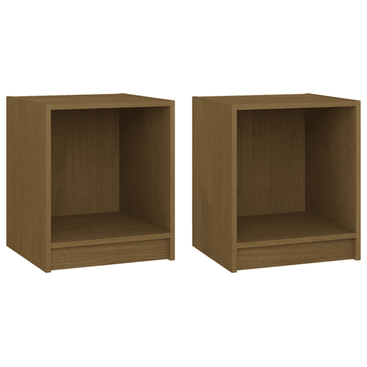 Lote de 2 Mesas De Cabeceira - Mesinhas De Cabeceira 35,5x33,5x41,5cm pinho maciço castanho mel