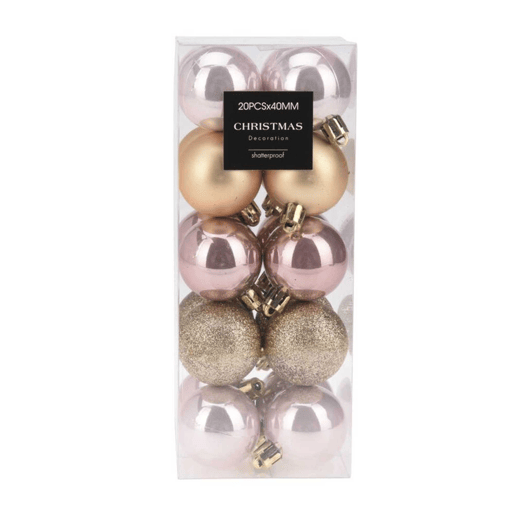 Well Home Conjunto de 20 bolas de Natal de 4 cm com acabamento fosco e brilhante em cores champanhe