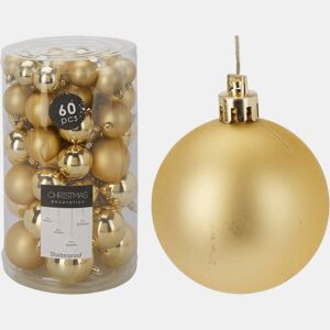 Well Home Conjunto de 60 Bolas de Natal na Cor Dourada em Vários Tamanhos e Acabamentos