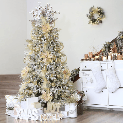 Well Home Conjunto de 60 Bolas de Natal na Cor Dourada em Vários Tamanhos e Acabamentos