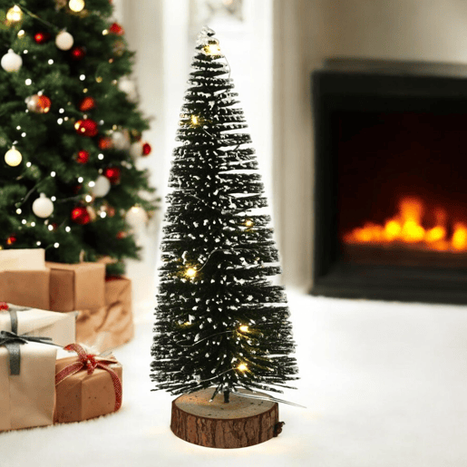 Árvore de Natal Well Home com 10 luzes LED brancas quentes e temporizador - 30x12x12cm