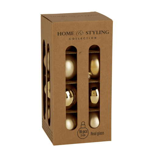 Well Home Conjunto de 16 Bolas de Natal Douradas Ø5cm - Brilhante e Fosco