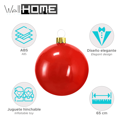 Bola de Natal inflável vermelha Well Home 4,5 cm