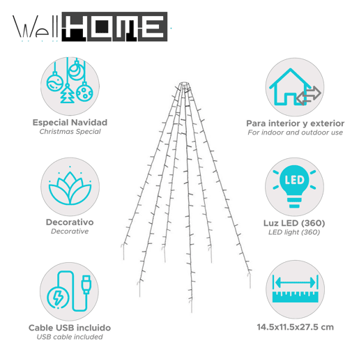 Luzes de bandeira Well Home com 360 LEDs brancos quentes